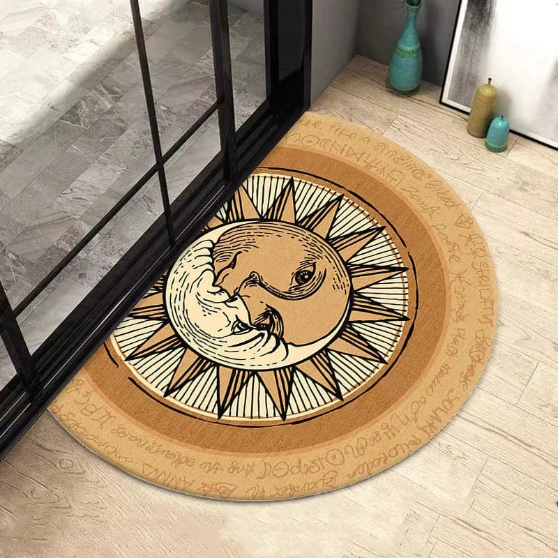 Tapis de porte semi-circulaire VIKAMA, tapis rond, tapis rétro pour salon, tapis d'entrée enroulé, tapis de chambre à coucher, tapis de cuisine, tapis