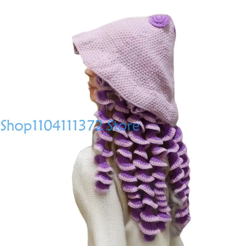 

P9FE Fashionable Jellyfish Fisherman Hat Adjustable Knitted Bucket Hat for Outdoor Activity Everyday Use Headwear Accessories