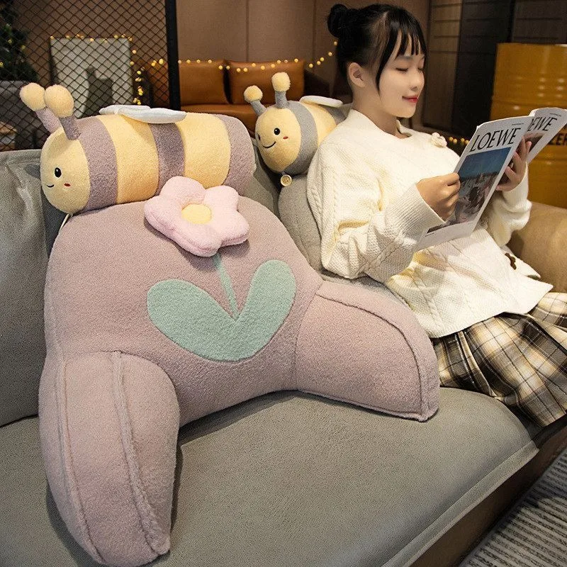 Bed Rest Reading Pillow with Arm Rests and Neck Roll Pillow For Girls Armrest Pillows for Reading Watching TV in Sofa