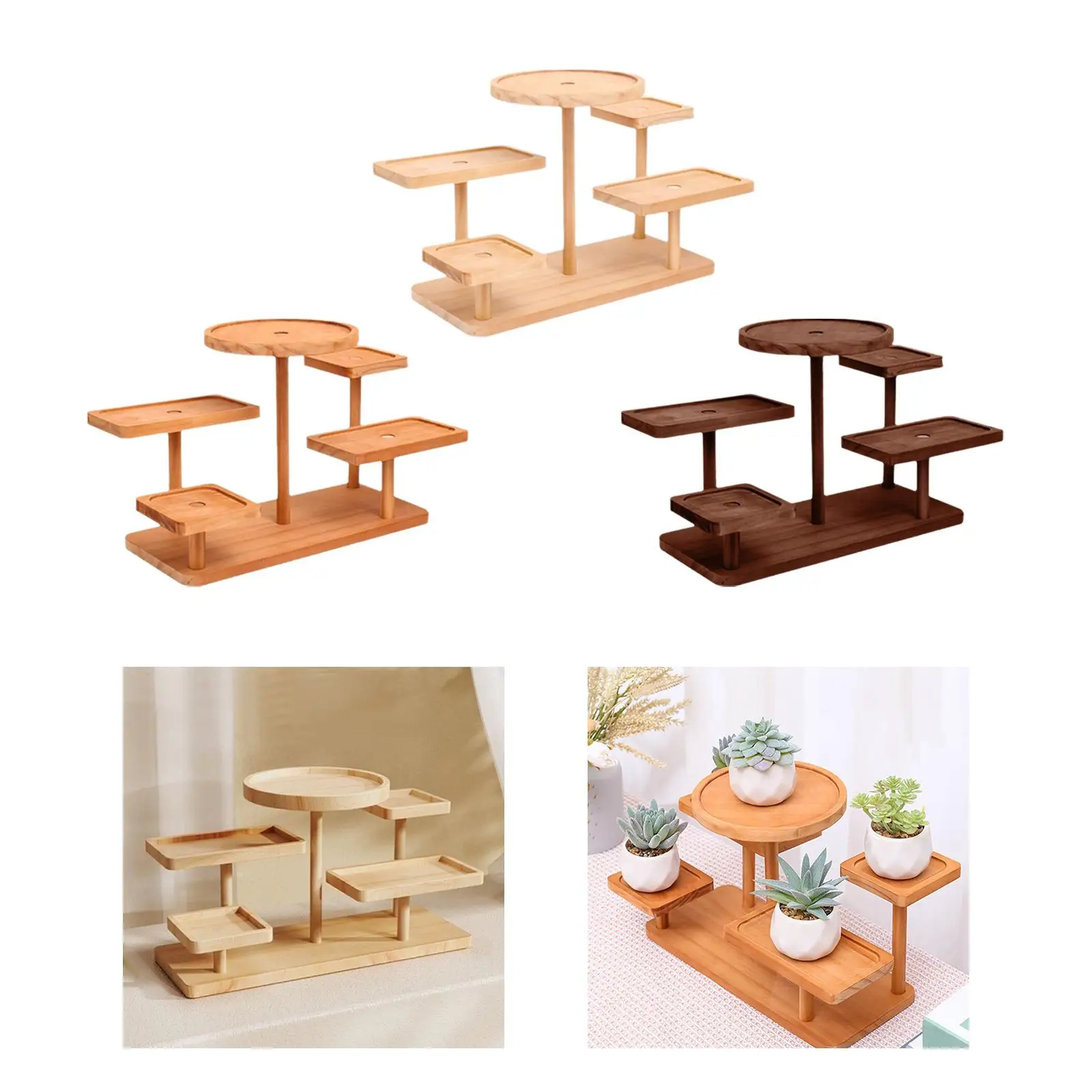 Display Riser Small Plant Stand Decorative Countertop Wooden Riser Stand Rack