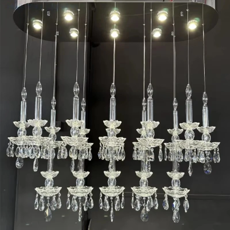 

European Villa Dining Room K9 Crystal Chandelier Luxury Hotel Lobby Service Center Decorative Pendant Light