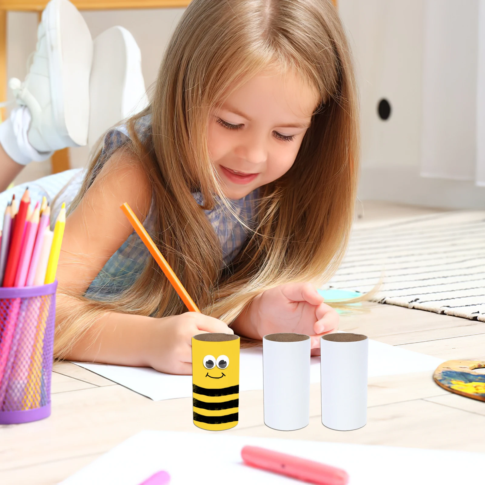 

10pcs Paper Tubes DIY Material White Embryo Cardboard Cylinders Craft Rolls Kids Painting Drawing Classroom Activities Safe