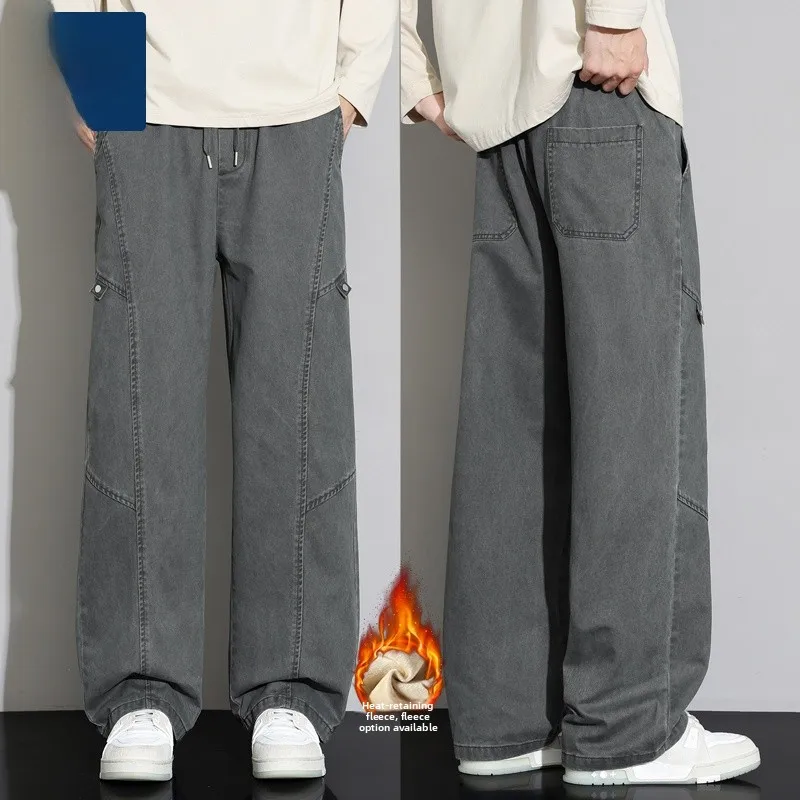 

Высококачественные мужские рабочие брюки из чистого хлопка на осень-зиму, американский стиль, утепленные, свободного кроя, прямые, повседневные, длинные...