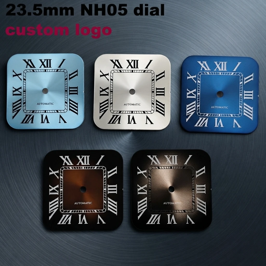 NH05 quadratisches Zifferblatt 235mm blau-grüne leuchtende Zeiger passend für NH35 Uhrwerk Damen-Accessoire-Teile