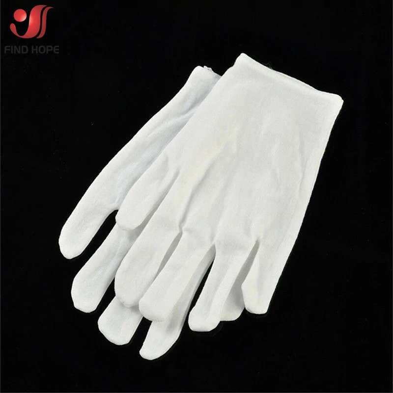 12 Pairs White Cotton Work Gloves Protective Work Jewelry Inspection Disposable Safety Glove Lightweight Household Cleaning Tool