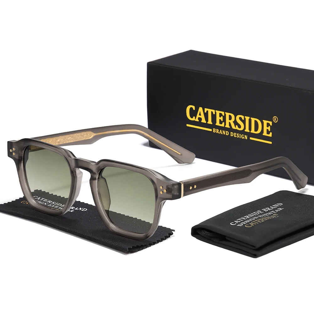 

CATERSIDE Vintage Men's Sunglasses Square Frame Brand Design Temple Tips Design Sun Glasses Women's Travel Party Festival Gift