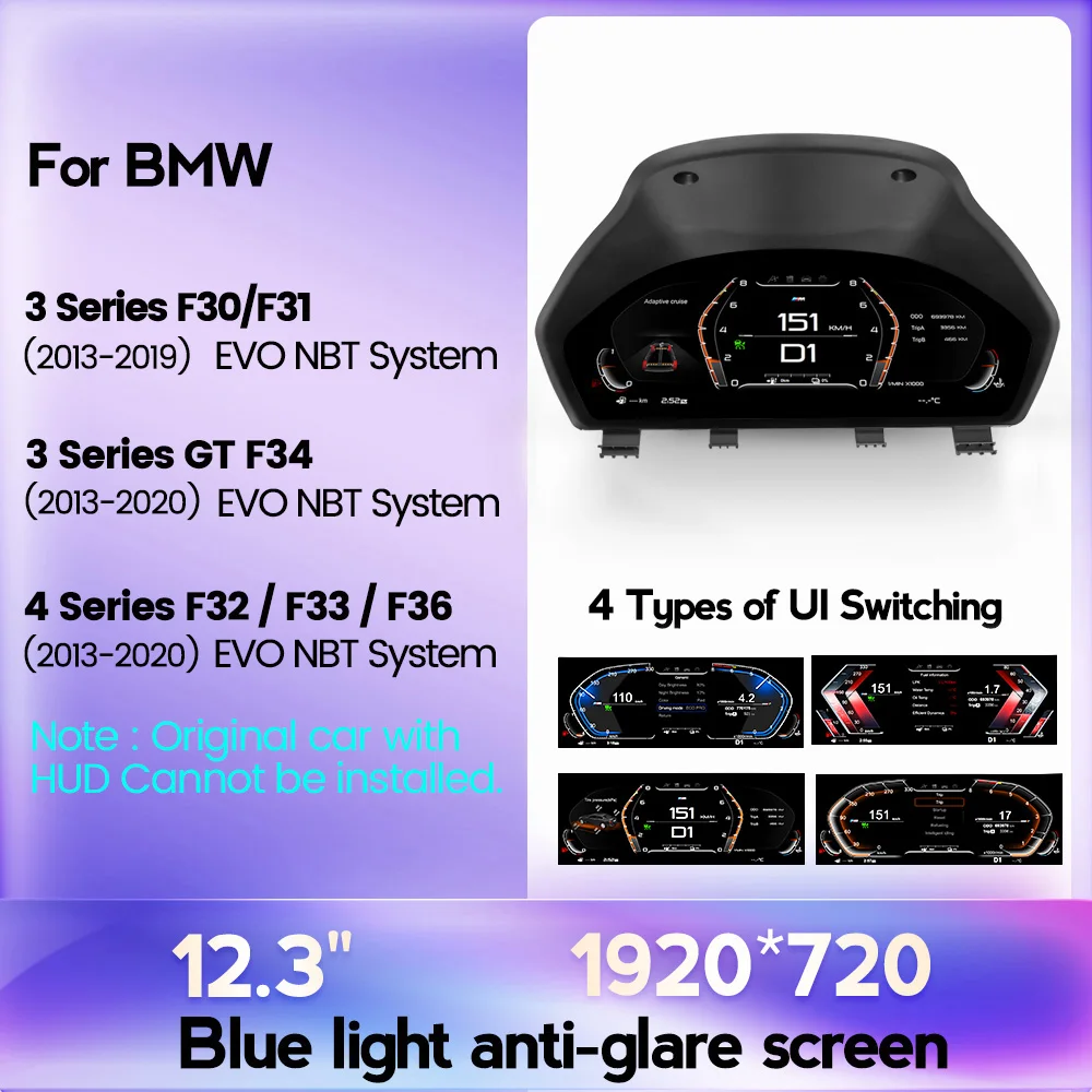 Écran LCD de tableau de bord pour voiture MEKEDE EU Delivery Linux Systems 12,3 pouces pour BMW Série 3 et 4 F30 F31 GT F34 F32 F33 F36 NBT EVO 2013-2020, affichage numérique du tableau de bord,