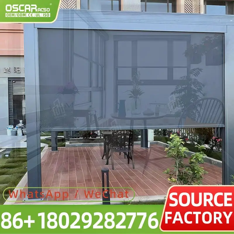 Electric Retractable Motorized Aluminium Roller Shades for Outdoor New Year Sun Shading Windproof Used in Garden Patio Balcony R