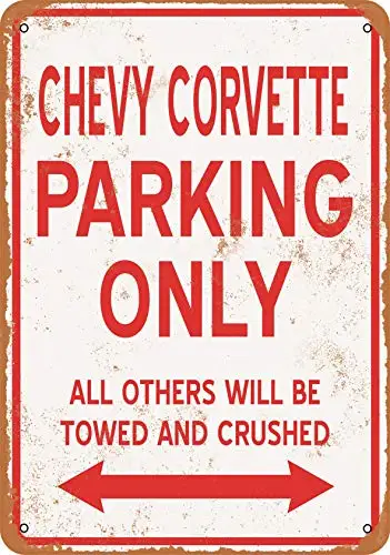 Wall-Color  Metal Sign -  Corvette Parking ONLY - Vintage Look