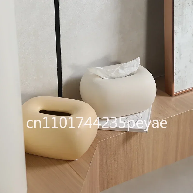 Creative Round Corner Tissue Box Coffee Table Desk Decoration Minimalism Ceramic Tissue Box Bedside Table Paper Towel Case Heavy