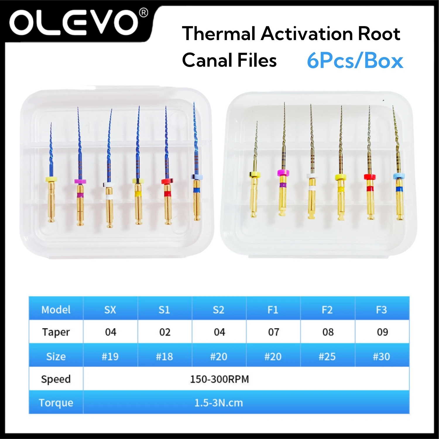 

6pcs/Pack Dental Files Heat Activated Root Canal File Nickel Titanium Endodontic Rotating Files Treatment Dentistry Instruments