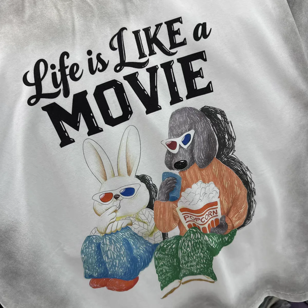 Washed Tie Dyed life is like a movie T-Shirt Men Women Oversized Top T Shirt Tee