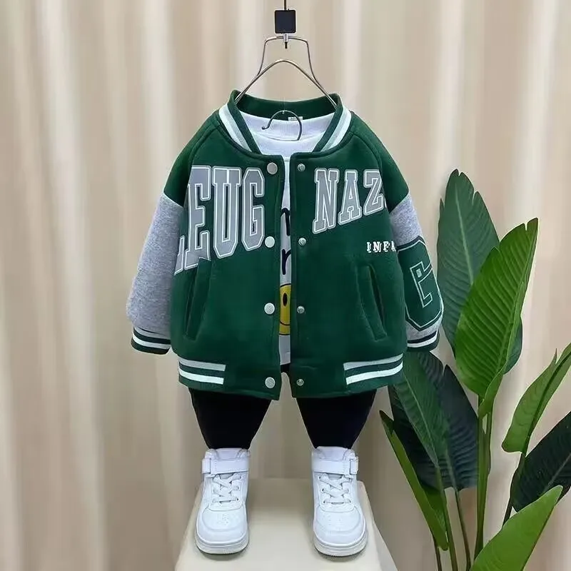 Boys Warm Jacket Autumn and Winter 2024 New Children\'s Cotton Clip Thickened Jacket Kids Baby Baseball Jacket