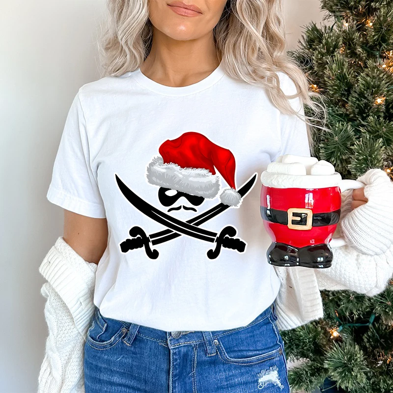 

Women's Tee Shirt Christmas Santa Classic T-shirt Trendy Santa Cartoon Classic T-shirts Women Merry Christmas Gift Premium Tees