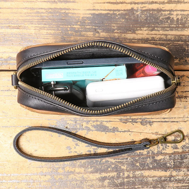 2026 جديد جودة عالية الرجال الفاخرة حقيبة صغيرة جلدية خمر قطعة محفظة جلدية الإبداعية محفظة نسائية للعملات المعدنية أكياس الهاتف Muжskuка