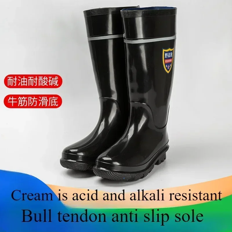 Bottes de pluie imperméables non ald pour hommes, chaussures en caoutchouc, épaisses, résistantes à l'usure, semelle de tendon de boeuf de chantier, extérieur