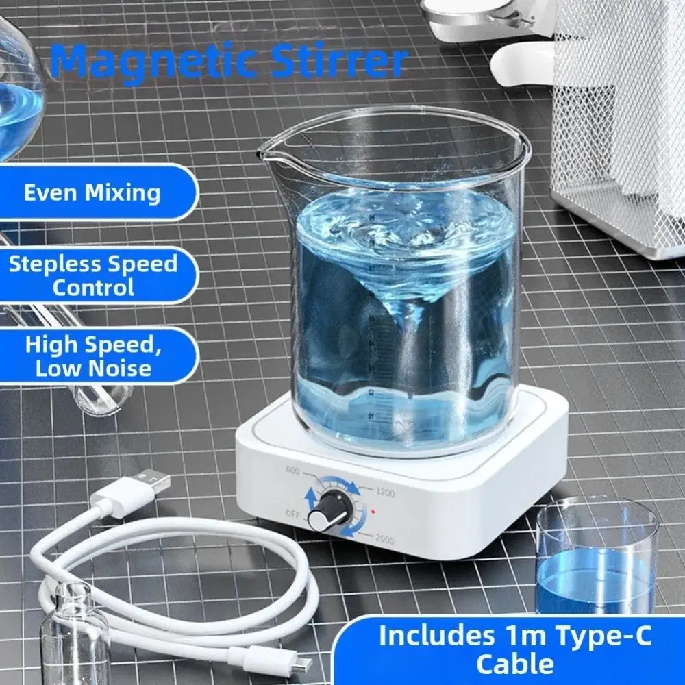 with Stirring Bar Magnetic Mixer 2000RPM Brushless DC Motor Magnetic Stir Plate Lithium-ion Battery Magnetic Stirrer Lab