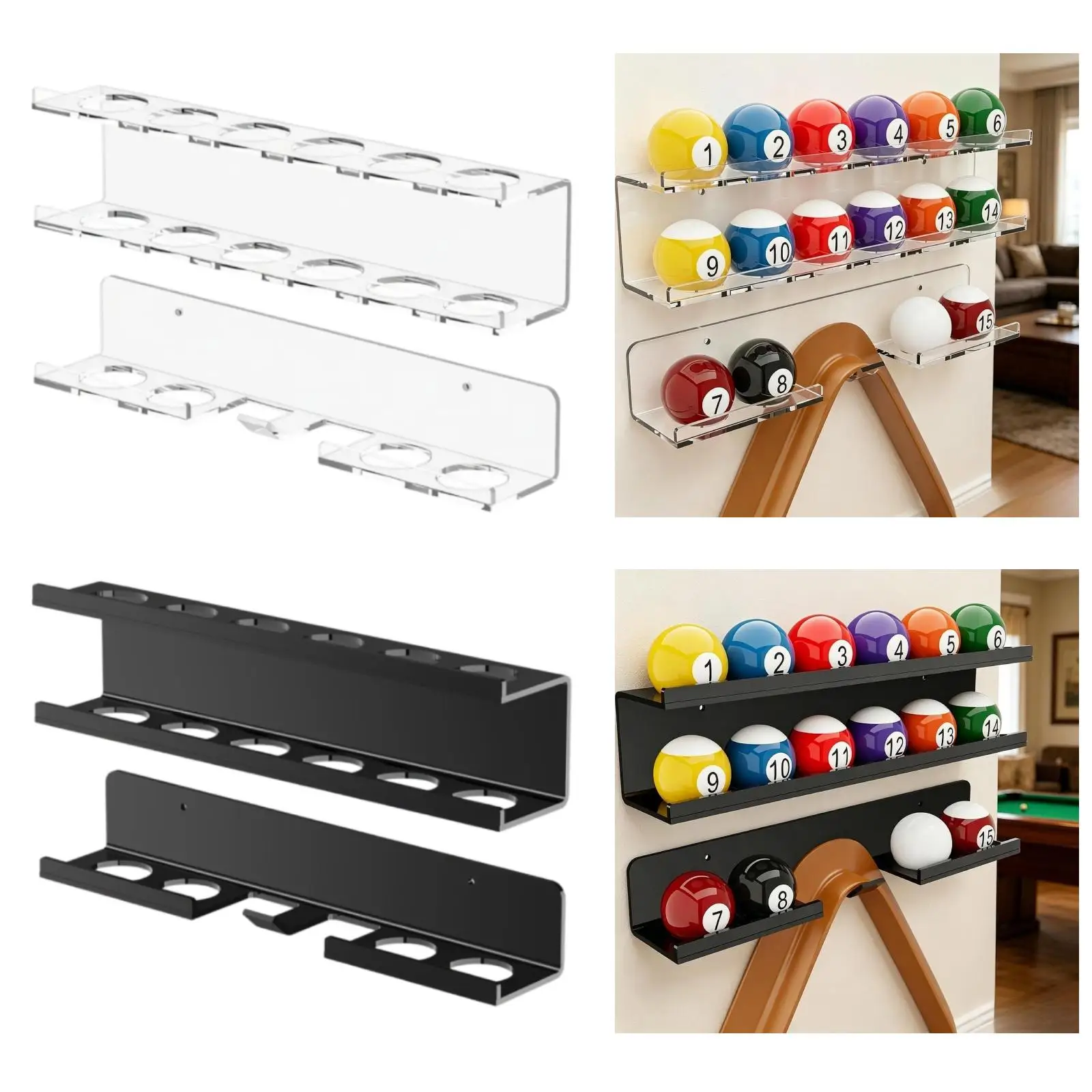 easy-install-wall-billiard-ball-rack-acrylic-16-balls-capacity-sturdy-pool-accessories-for-billiard-enthusiasts
