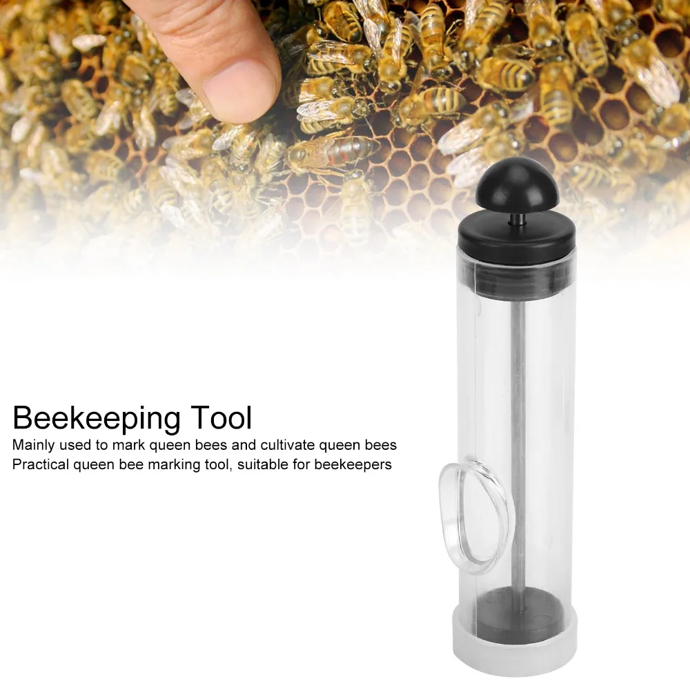 Lightweight Queen Bee Marking Tube Plastic Non-Toxic Queen Bee Rearing Bottle Sponge Applicator Plunger Design