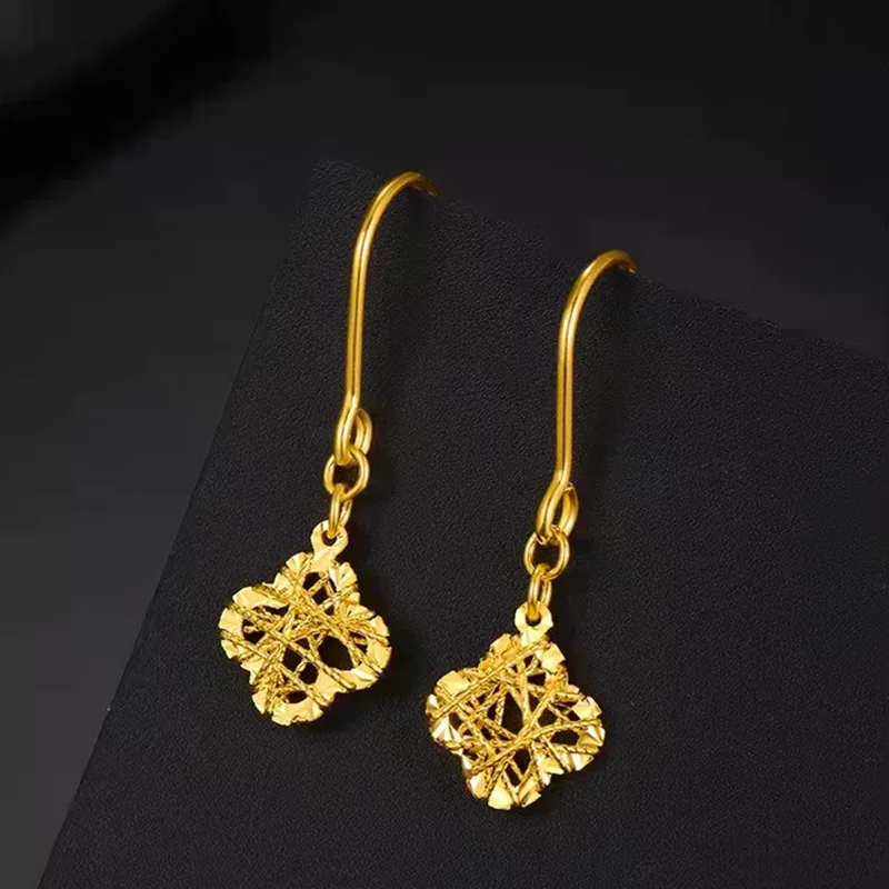 Solid 14K Gold Color Earrings for Women Star Geometry Earrings and Earrings Luxury Wedding Jewelry Engagement Gifts Earrings