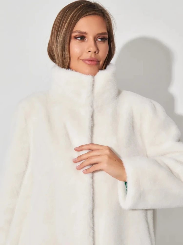 ملابس النساء معطف فرو صوف المنك سترة منفوشة الشتاء جودة عالية طوق طويل صديقة للبيئة الاصطناعي أفخم معطف أبلى