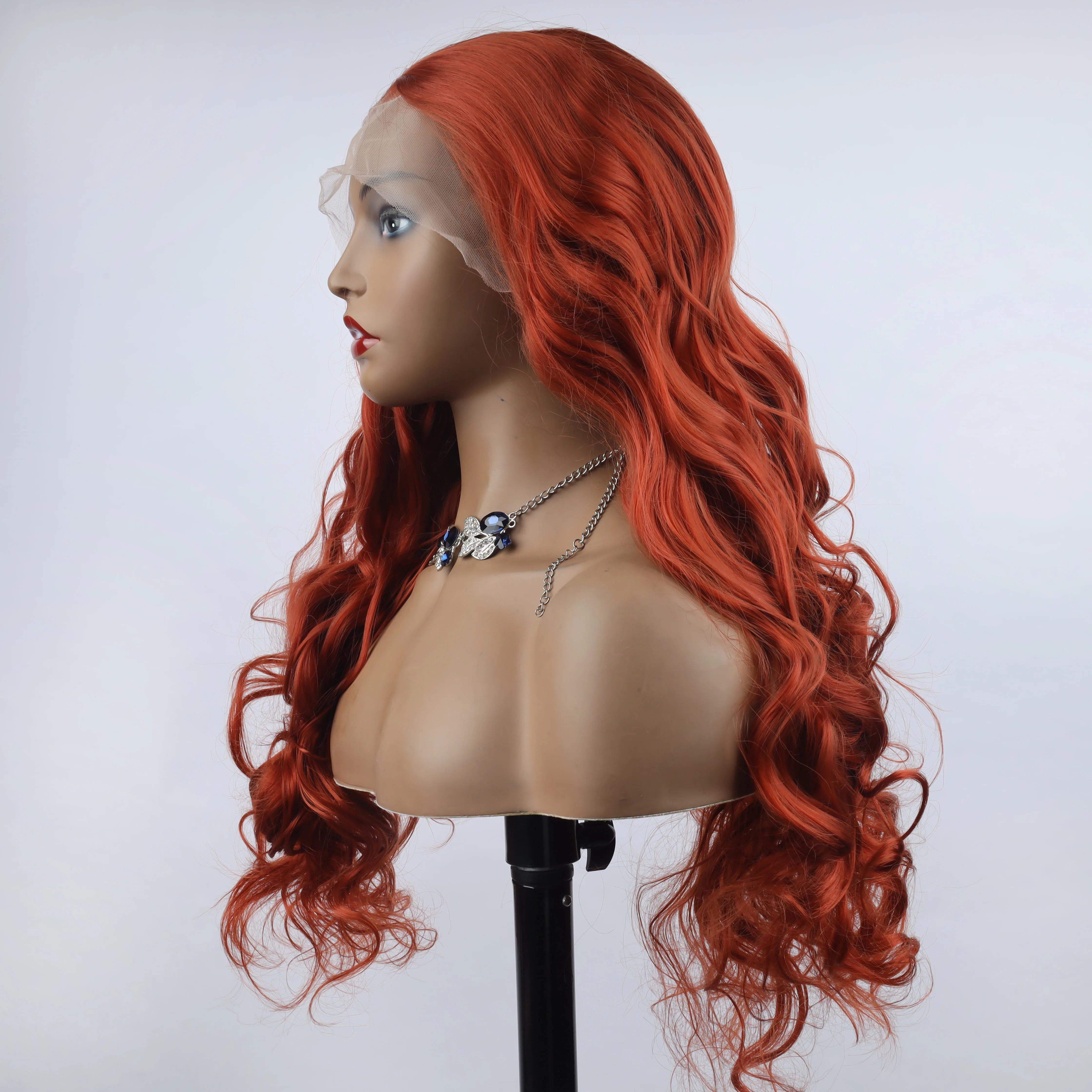 Oley-Perruque Lace Front Synthétique Bouclée Orange pour Femme Noire, Cheveux Cosplay, 13 Bery, Mode, Utilisation 03