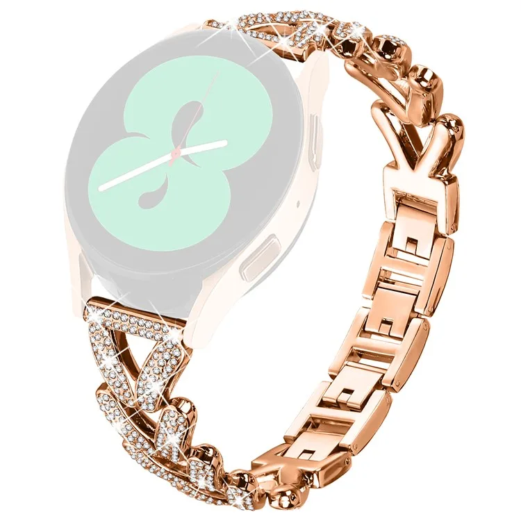 

Zinc Alloy Twisted Watch Band Rhinestone Decor for Garmin vivoactive 5 / Garminactive 5 Watch Strap - Rose Gold