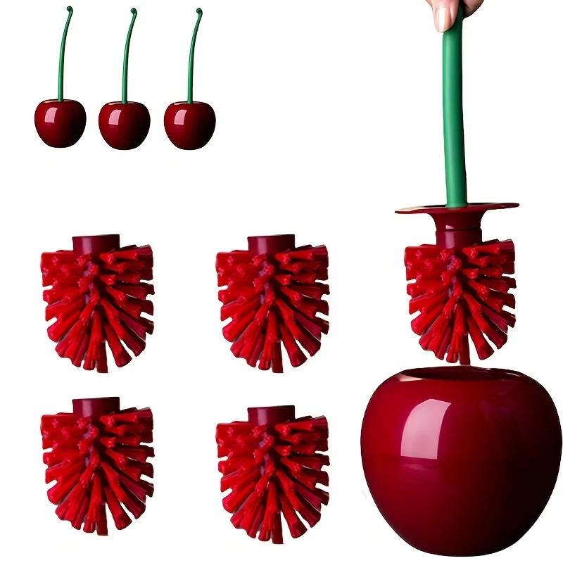 1pc Red Toilet Brush Creative Lovely Cherry Shape Lavatory Toilet Brush Holder Set Toilet Holder Bathroom Accessories