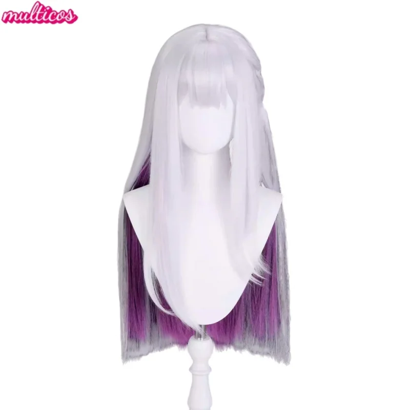 High Quality Nihilux Cosplay Wig Silver Purple Black Heat Resistant Synthetic Hair Party Anime Cosplay Wigs + WigCap