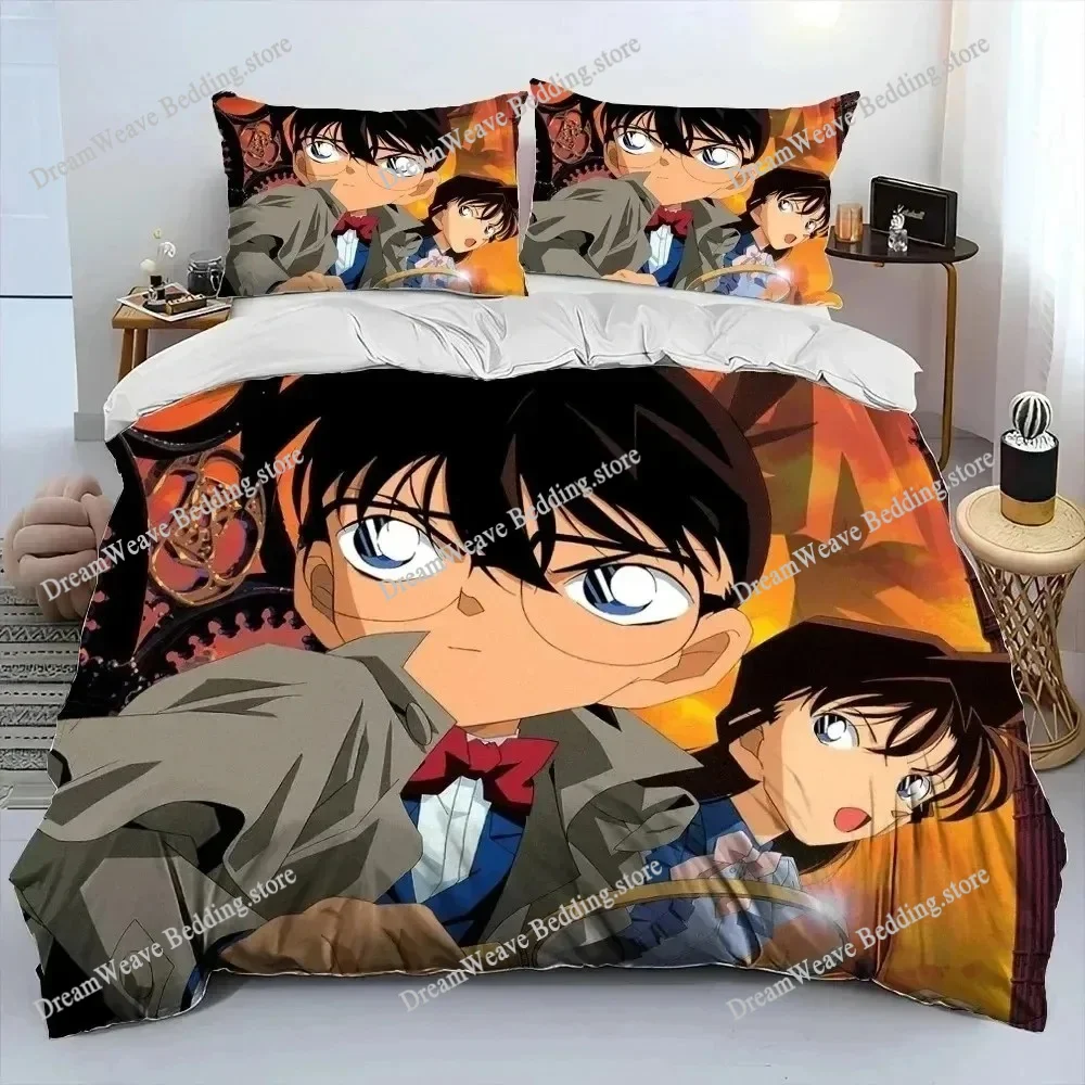 

Anime Detective Conan Cartoon Bedding Set Duvet Cover Bed Set Quilt Cover Pillowcase Comforter King Queen Size Boys Adult