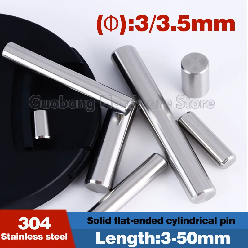 (26.10.20)304 Stainless Steel Cylindrical Locating Dowel Pin Φ3 3.5mm Solid Fixing Shaft Pin 3–60mm