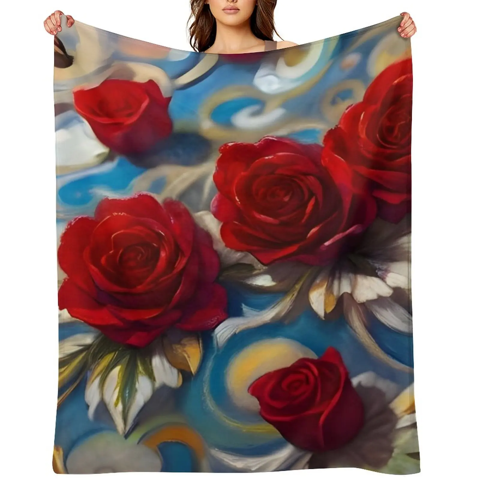 

Vibrant Floral Design Throw Blanket Plaid Extra Large Throw Bed Fashionable christmas decoration Blankets