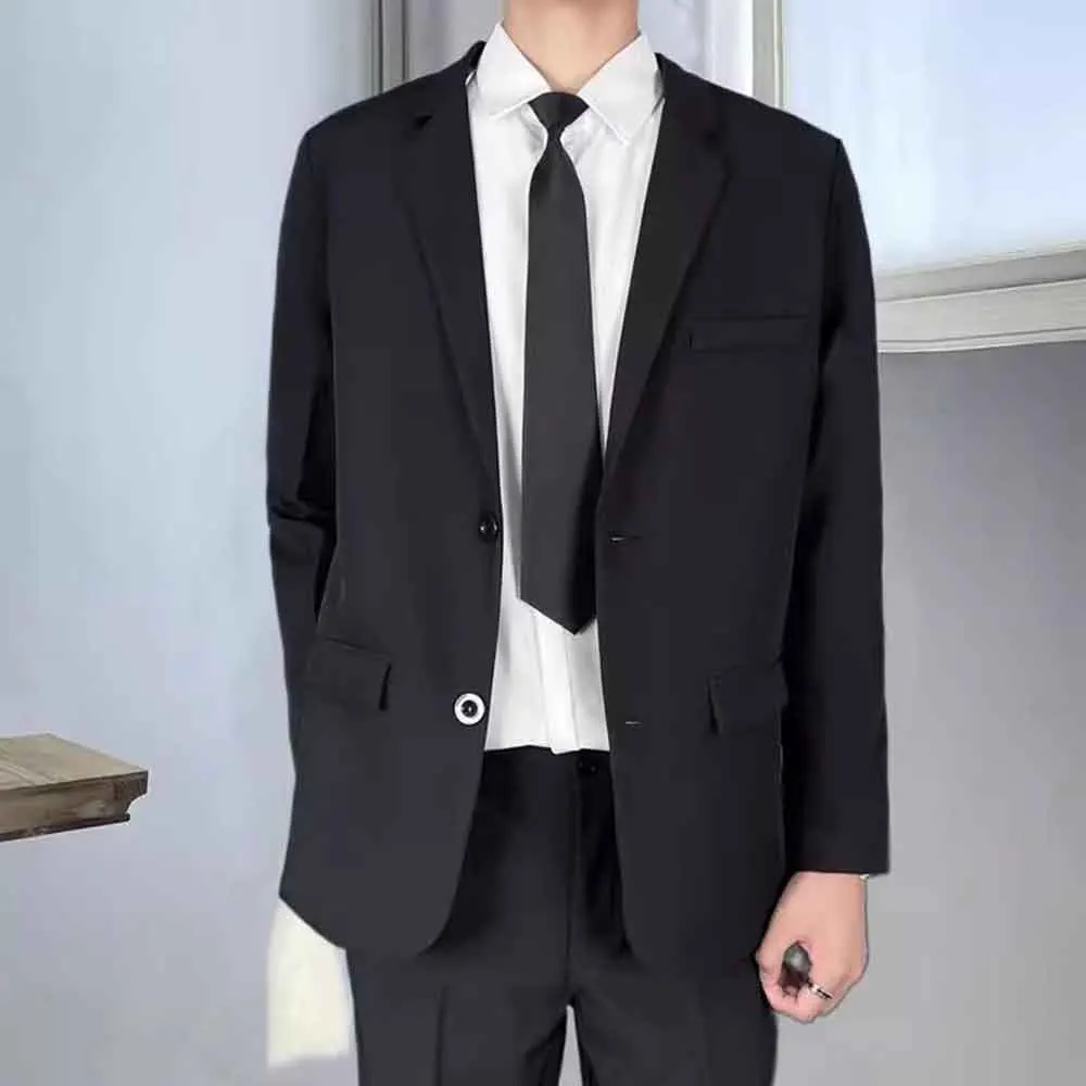 

Мужская куртка, однотонный деловой повседневный пиджак, модный британский стиль, универсальный молодежный модный топ, мужская одежда, новинка 2023 года