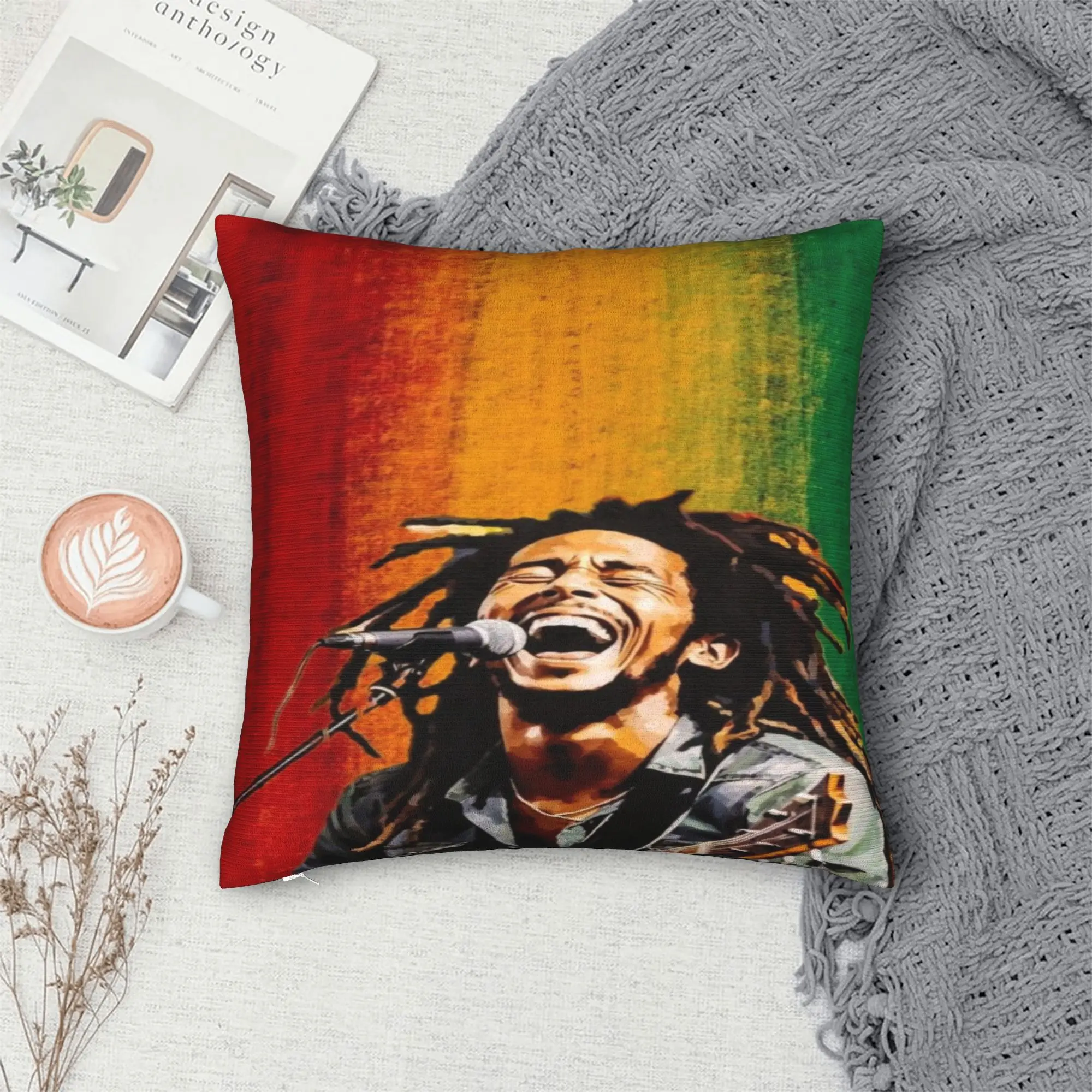 B-Bob M-Marley Singer Pillow Cover  Vintage Pillow Case For Sofa Bedroom Home Decor Soft Cushion Cover Birthday Present