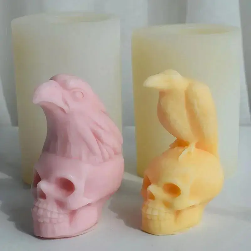 2026 New Multi-Shape Silicone Mold Skull Crow Eagle Ghost Head Halloween DIY Scented Candle Plaster Resin Craft Making Tool