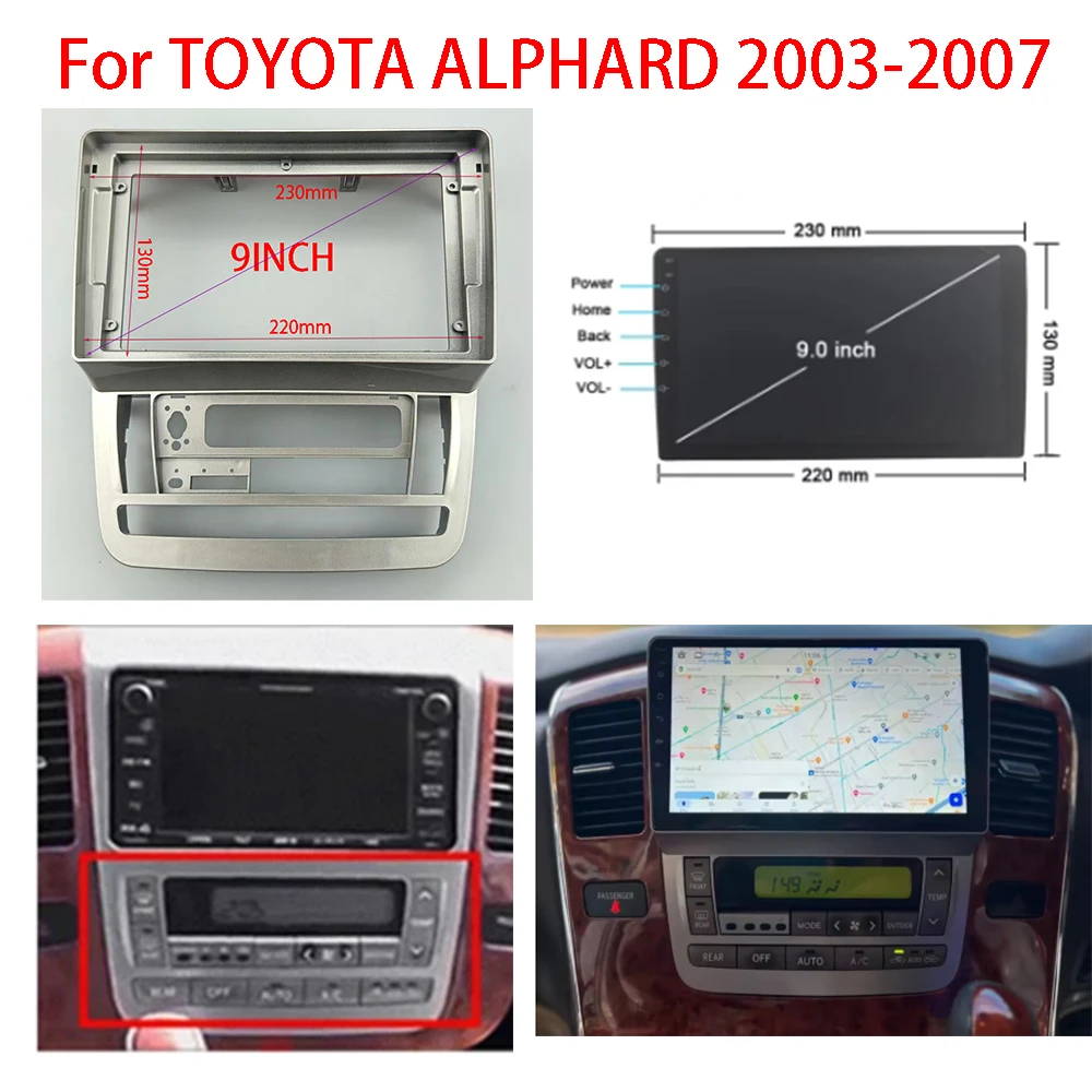 For TOYOTA ALPHARD 2003-2007 (7/9 INCH)Car Radio Android Stereo audio screen multimedia video player navigation frame (HIGH-END)
