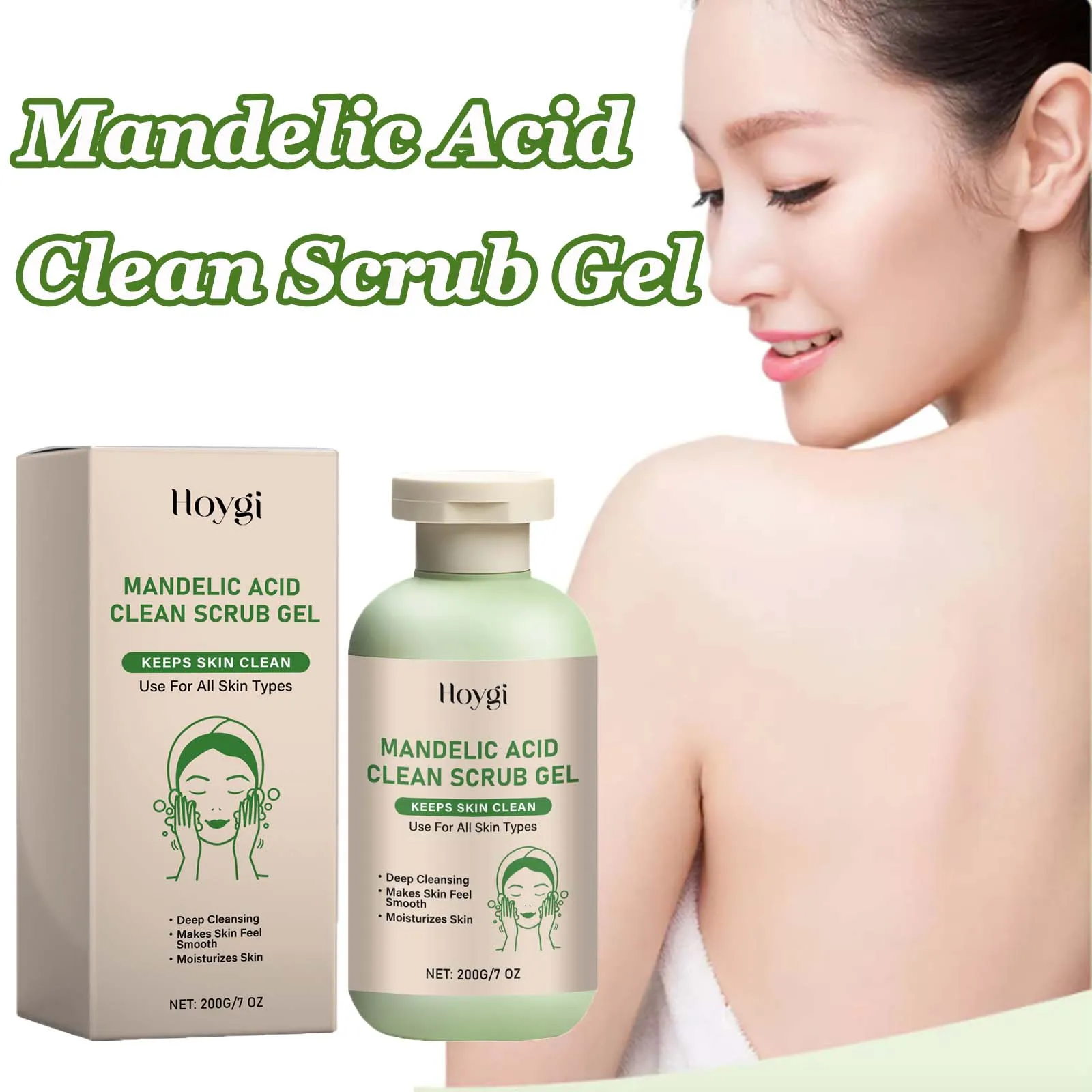 Mandelsäure-Peeling-Gel für den Körper, Peeling, sanfter Entferner abgestorbener Haut, glättende Hautpflege, feuchtigkeitsspendendes, tief reinigendes Peeling