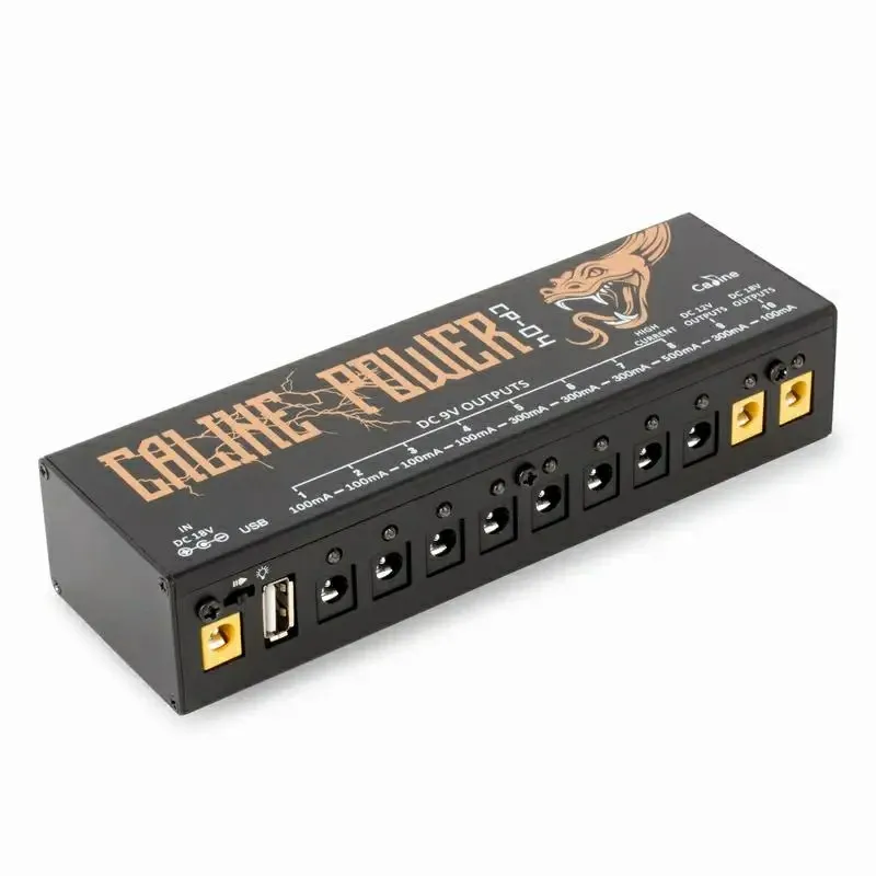 Caline CP-04 Guitar Effect Pedal Power Supply 10 Isolated Outputs (9V, 12V, 18V) Short Circuit /Overcurrent Protection