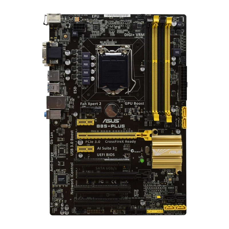 

ASUS B85-PLUS Used Motherboard LGA 1150 Socket for Intel 4th Gen Core i3 i5 i7 Processors ATX Mainboard 4x DIMMs Max. 32GB DDR3