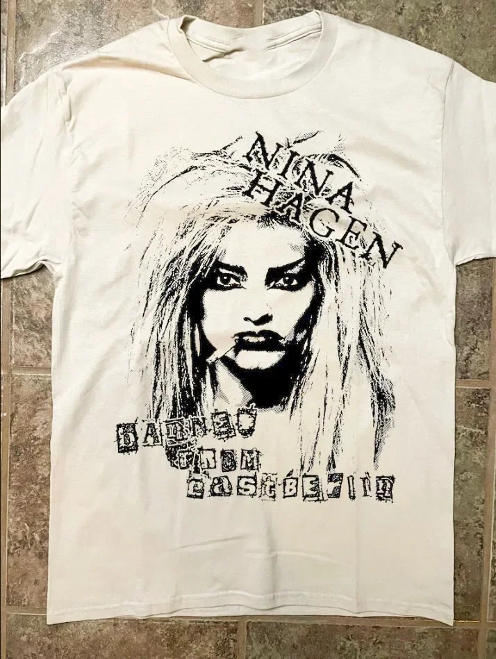 Nina Hagen Post Punk Rock Unisex White T-Shirt Full Size S-2345XL