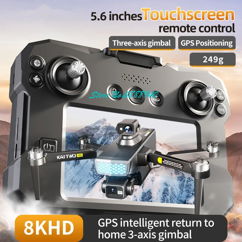 Upgraded 8K ESC Brushless GPS Return 5.6in Screen FPV Remote Control Drone 5G 3Axis Gimbal 360° Obstacle Avoidance RC Quadcopter