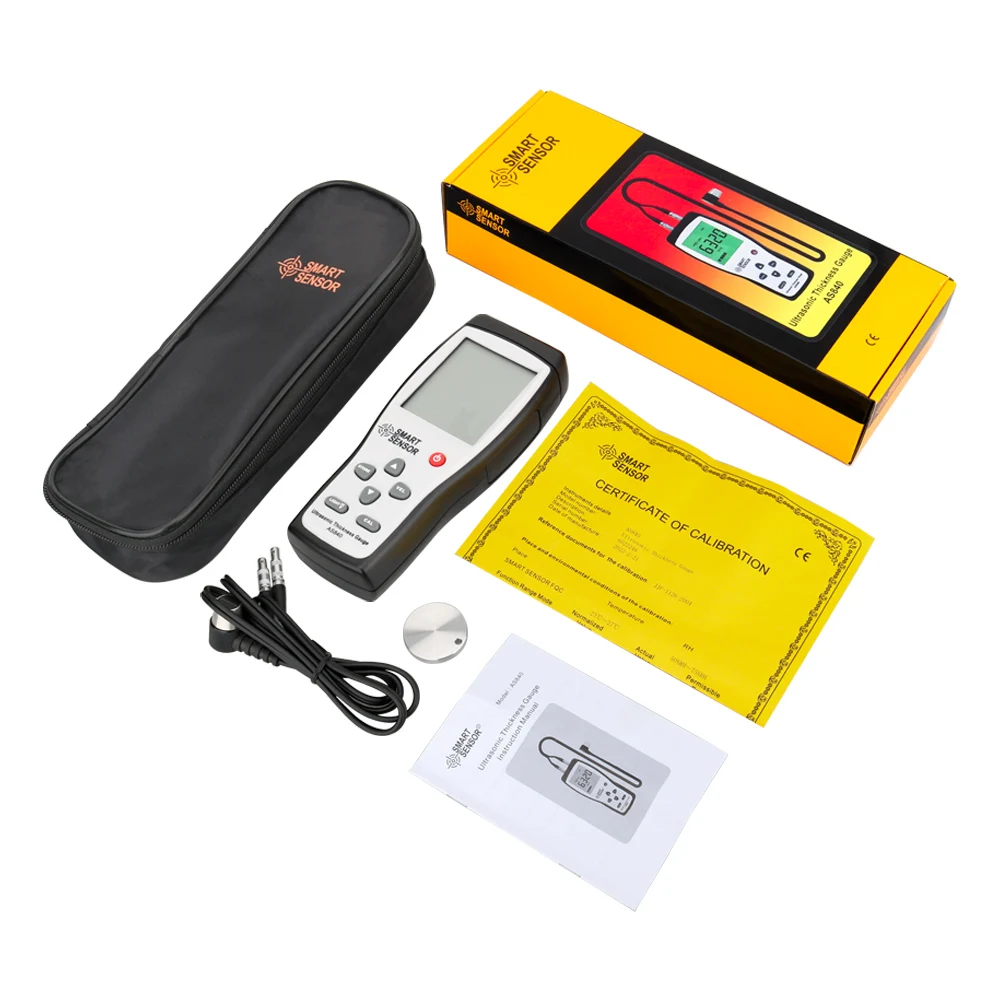 Digital Ultrasonic Thickness Gauge Sound Velocity Meter Metal Depth tester 1.2-225mm Smart Sensor AS840 with LCD display