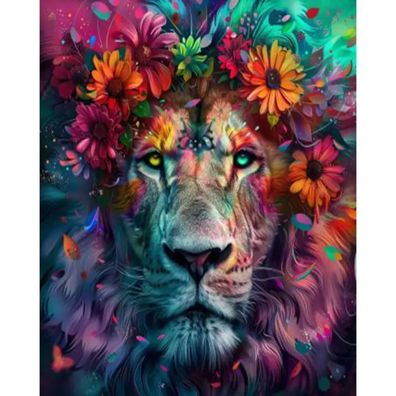 GATYZTORY Flower Lion Painting By Numbers For Adults Picture With Numbers HandPainted Kits Decorative Paintings Personalized Gif