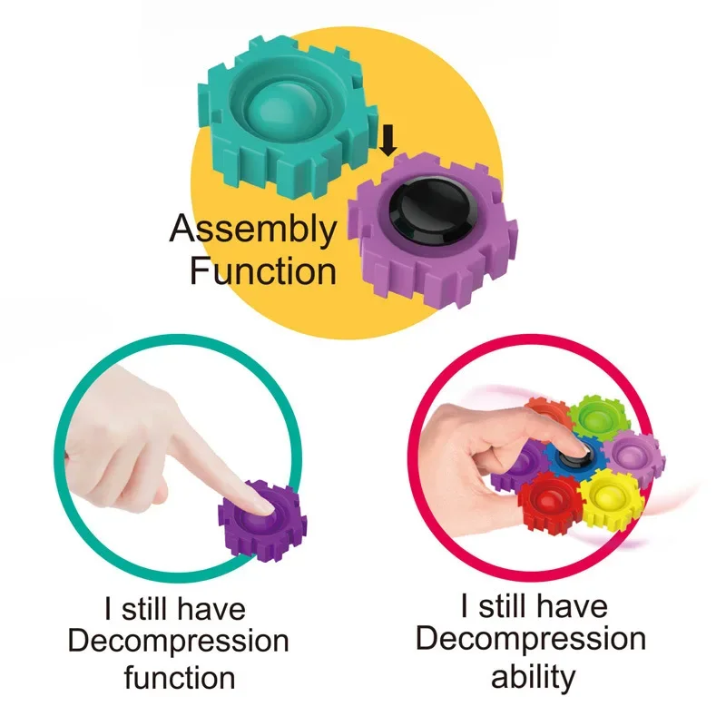 스트레스 해소 장난감 퍼즐 빌딩 블록, DIY 스피닝 탑, 변형 가능한 피젯 스피너, 어린이 자이로 감압 장난감 선물