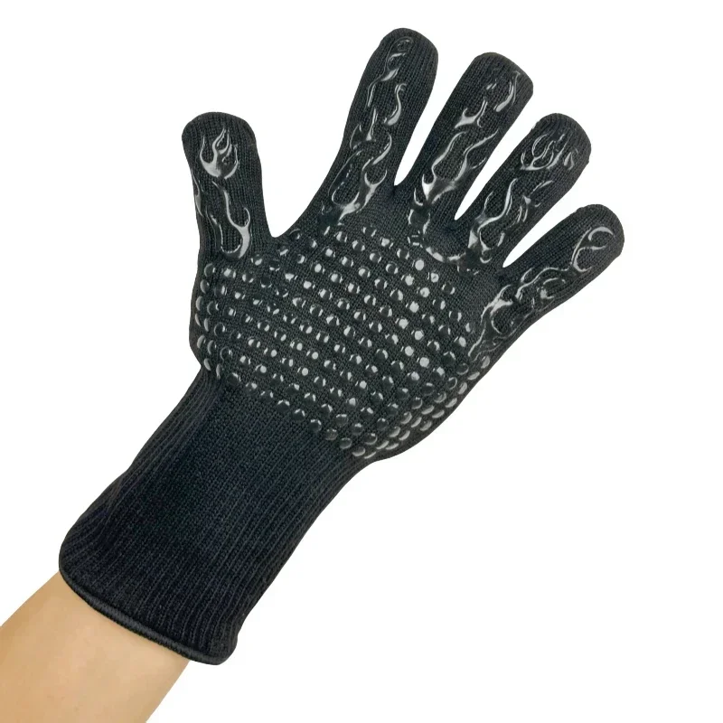 Five finger flexible 500 degree high-temperature resistant gloves, insulated and thickened heat-resistant gloves