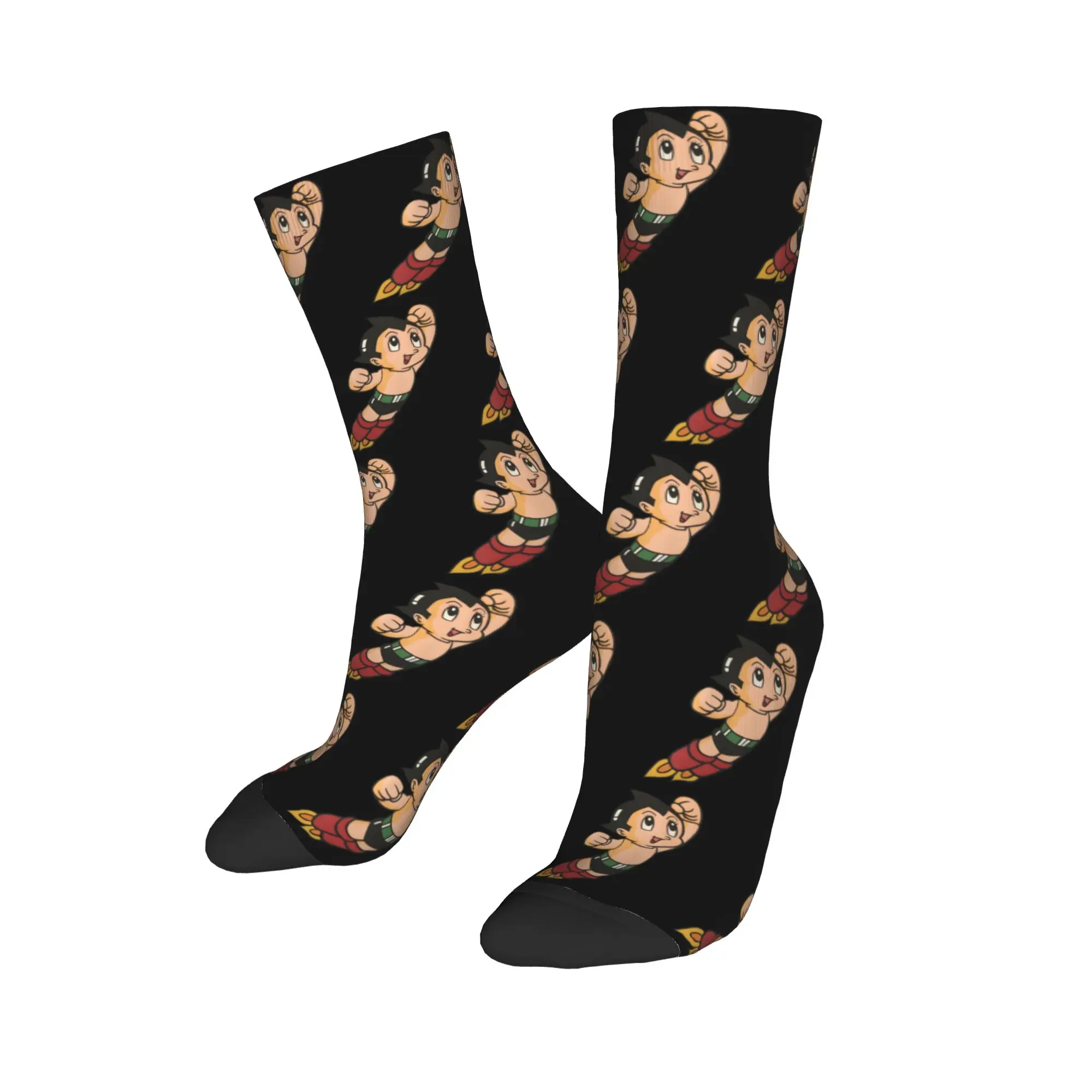 Hip-hop Vintage Astroboy Anime Robot Basketball Socks Cartoon Astro Boy Space Polyester Middle Tube Socks for Women Men Non-slip
