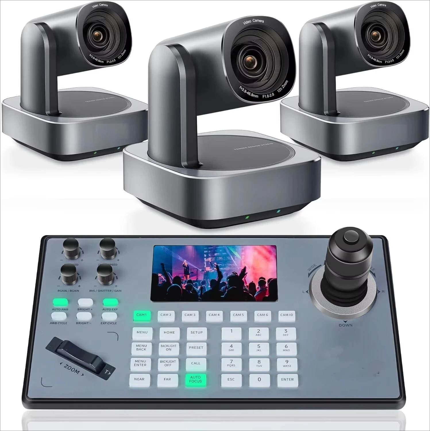 

Камера для конференций PTZ с 12-кратным оптическим зумом 4K и джойстиком 4D для конференций, церковных трансляций, POE, NDI