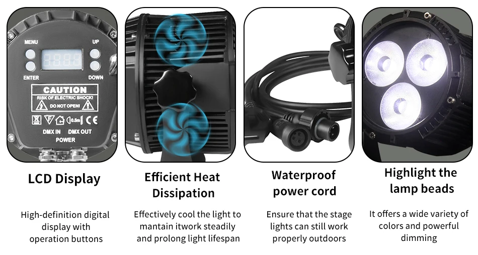 4 Stück Aluminium IP65 Wasserdichtes LED-Par-Licht DMX512-Steuerung 3X12W RGBW LEDs Bühnenlicht für DJ Disco Konzert Party – Detail 3