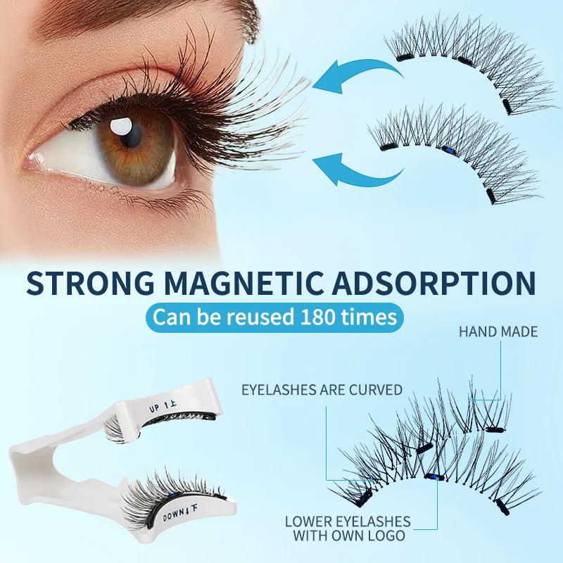 Neues Modell kommt gebogene verbesserte Magnete wieder verwendbare magnetische falsche Wimpern tragbare Make-up-Tool bequem praktisch hohe Qualität