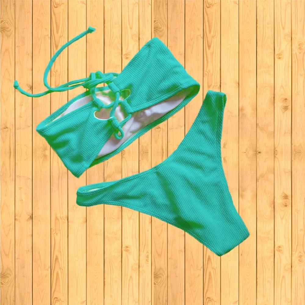 여성 섹시 스트라이프 모노크롬 비키니 투피스 세트, 비치 여성 비키니 수영복, 2025